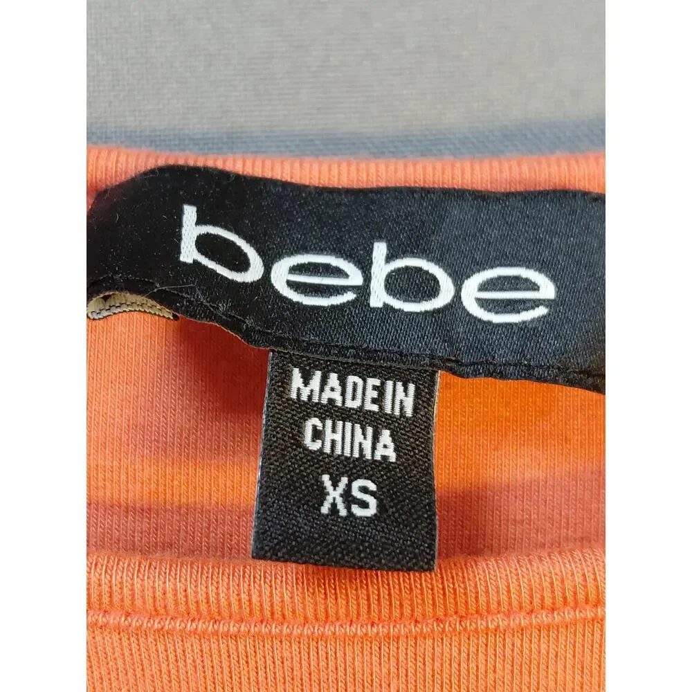 bebe Viscose Blend Orange Bodycon Short Dress Women Size XS